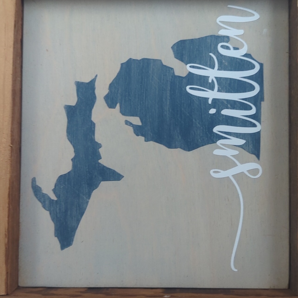WoodWall Art with Blue State Of Michigan Design - Picture 7 of 9